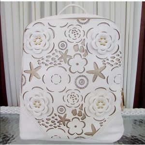 Betsey Johnson off white floral backpack NWOT
